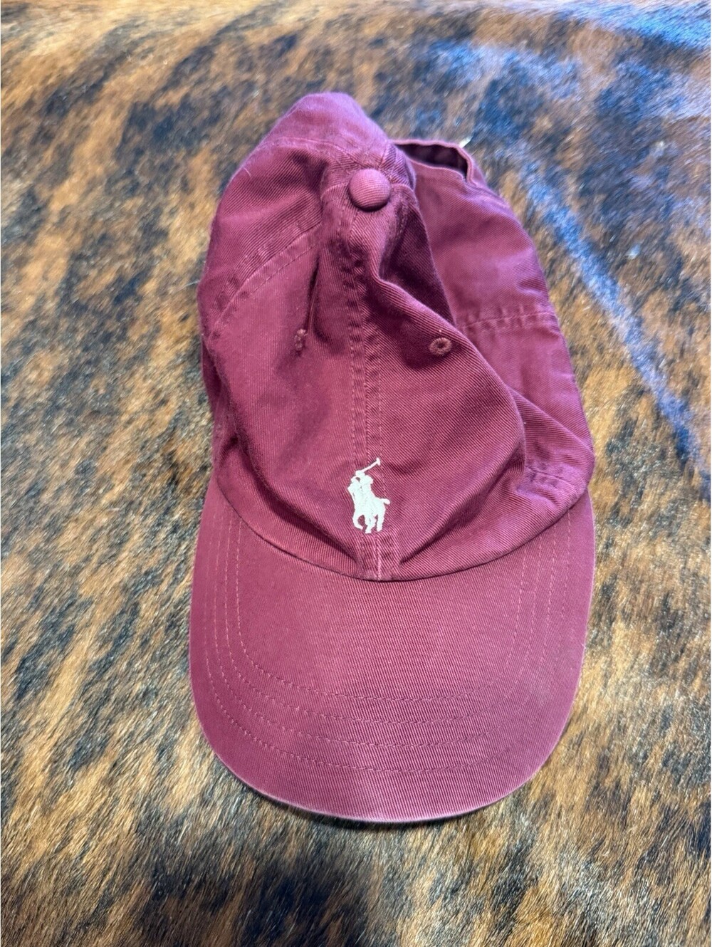 Polo By Ralph Lauren Adjustable Maroon Ball Cap One Size White Pony - Picture 7 of 7